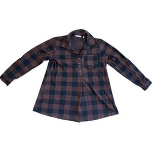 Soft Surroundings Mad About Plaid Tunic Buffalo Blouse Top Brown Black Women's M